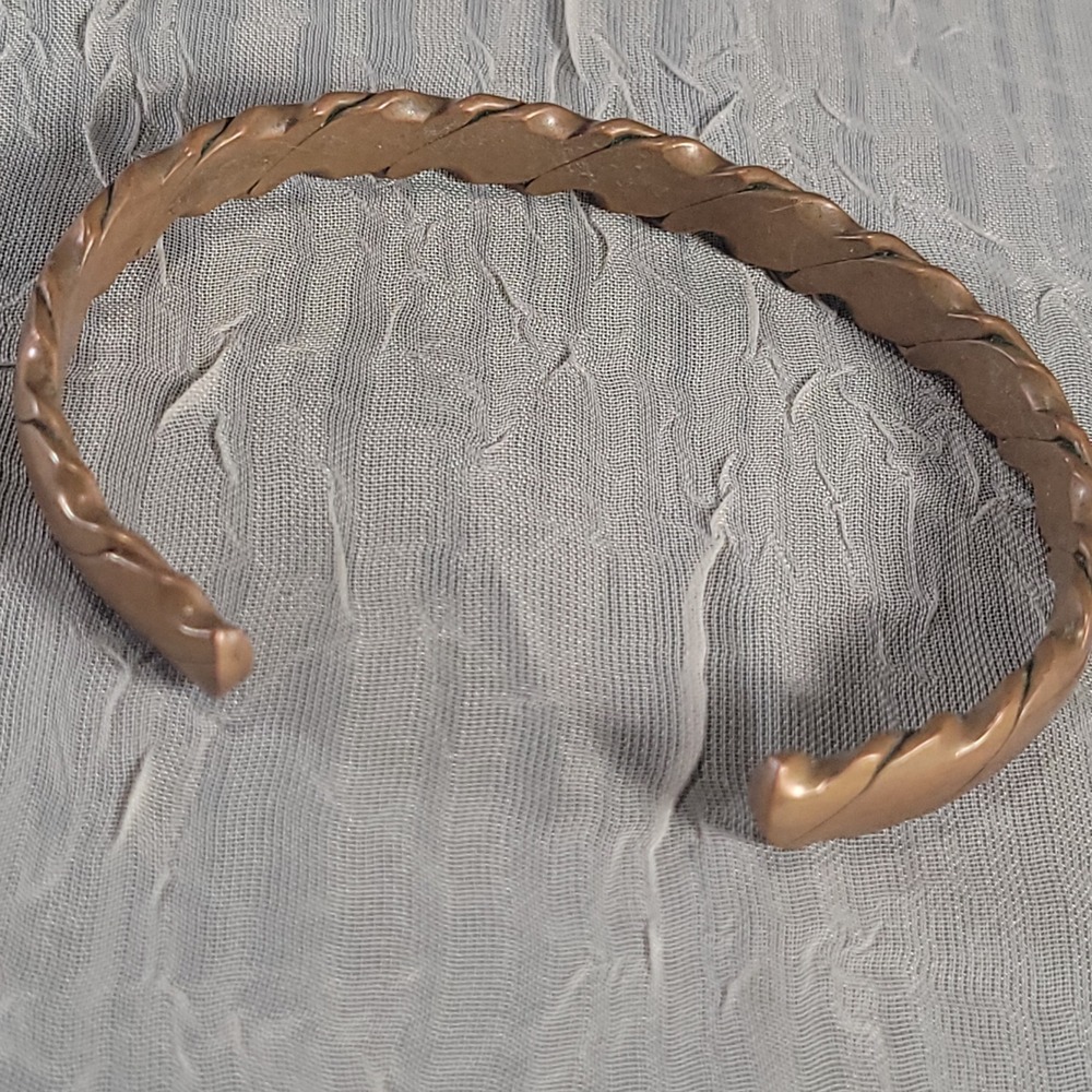 Copper Cuff Bracelet Unisex Copper Twisted Scalloped Rope Design Jewelry - Picture 4 of 5